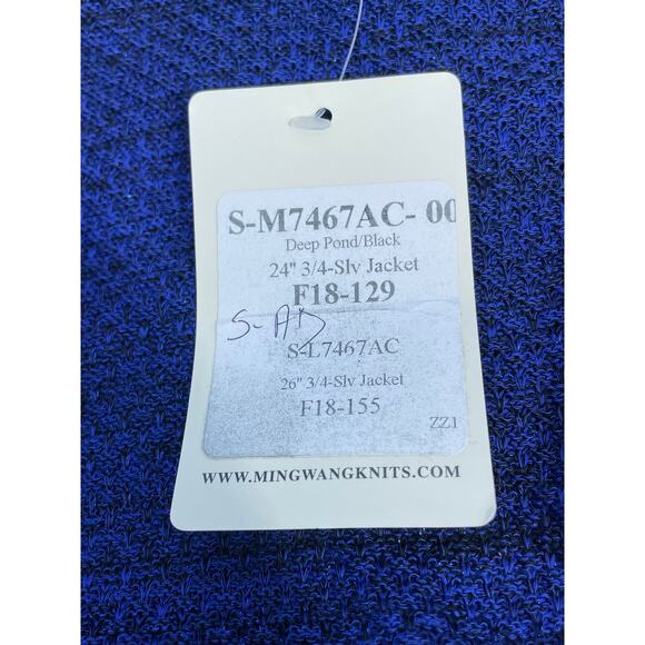 Ming Wang Cardigan Sweater XS Blue Beaded Ruffled 3/4 Sleeves Bling Twee NWT - Picture 7 of 7